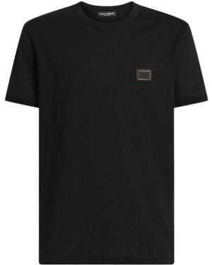 Dolce & Gabbana Silk Blend Shirt Crew Neck Floral Collar - Black