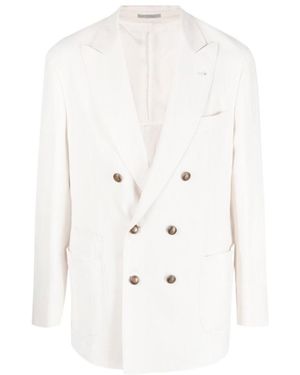 Brunello Cucinelli Double-Breasted Tailored Blazer - White
