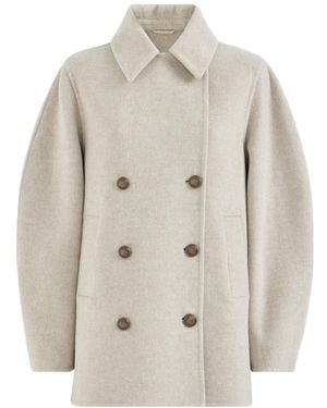 Brunello Cucinelli Hand-Crafted Pea Coat - White