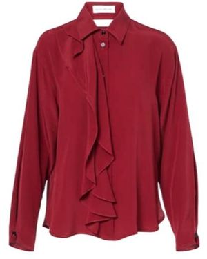 Victoria Beckham Ruffled Silk Blouse - Red