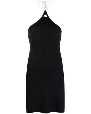 Courreges Logo-Embroidered Cotton Dress - Black