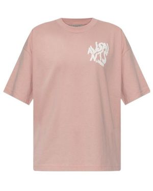 AllSaints Orlando Logo Printed Oversized T-Shirt - Pink