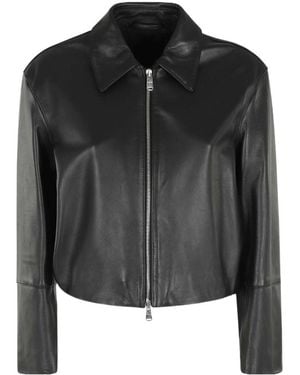 Dondup Long-Sleeved Leather Jacket - Black