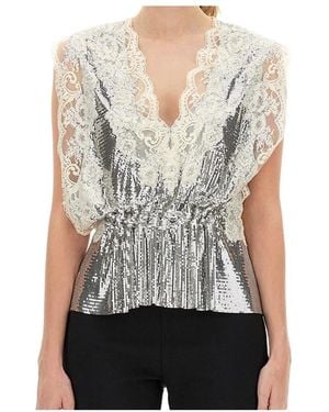 Rabanne Rabanne Lace Sequin-Embellished Sleeveless Top - Multicolour