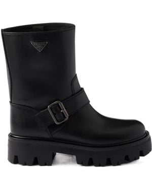 Prada Leather Booties - Black