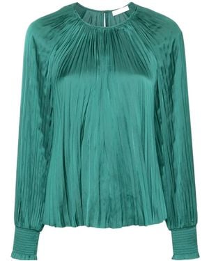Ulla Johnson Pleated Satin Blouse - Green