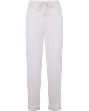 Peserico Elastic-Waist Straight-Leg Pants - White