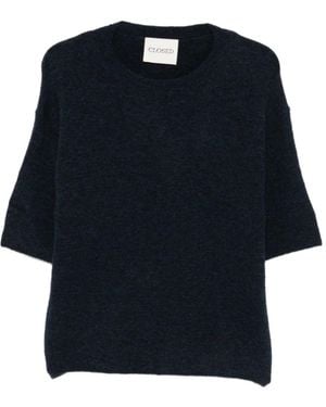 Closed Short-Sleeve Crew-Neck Jumper - Blue