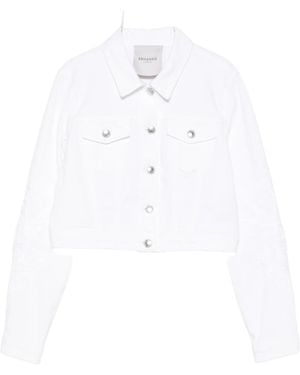 ERMANNO FIRENZE Embroidered Cropped Denim Jacket - White