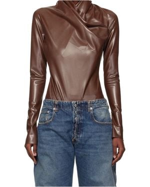 Mugler Draped Long-Sleeved Top - Blue