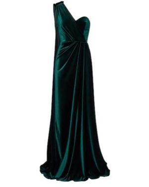 Monique Lhuillier One-Shoulder Velvet Gown - Black