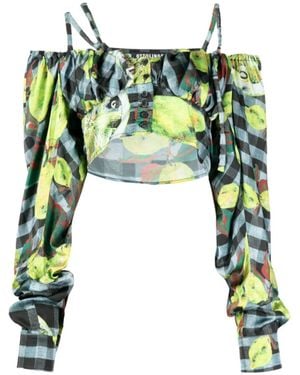 OTTOLINGER Lemon Check Pattern Blouse - Green