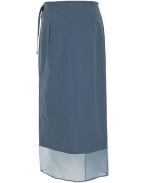Brunello Cucinelli Layered Midi Skirt - Blue