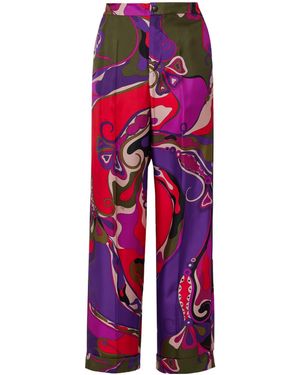 PUCCI Printed Silk-Twill Straight-Leg Trousers - Red
