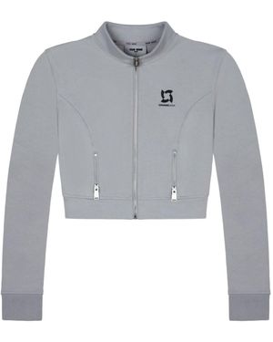 Team Wang Logo-Print Cropped Track Jacket - Gray