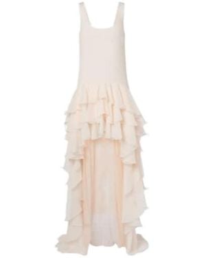 ROTATE BIRGER CHRISTENSEN Asymmetric Ruffled Chiffon Maxi Dress - White