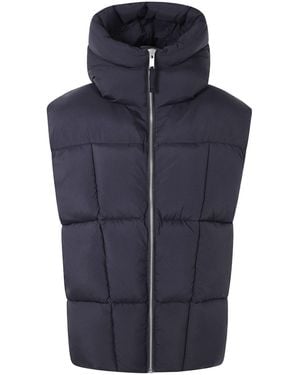 Thom Krom Quilted Hooded Vest - Blue