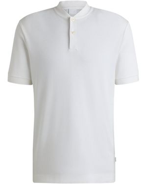 BOSS Boss Collarless Short-Sleeved Polo Shirt - White