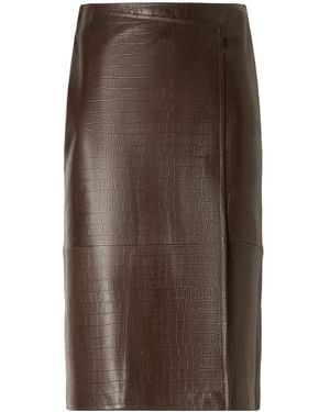 Nour Hammour Leather Midi Wrap Skirt - Brown