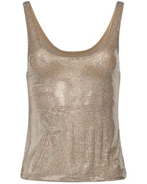 GIUSEPPE DI MORABITO Embellished Mesh Tank Top - Brown