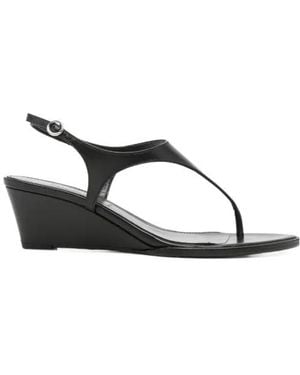 Aeyde Roose Leather Wedge Sandals - Black