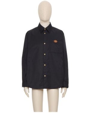 Valentino Vlogo Signature Button-Up Shirt Jacket - Blue