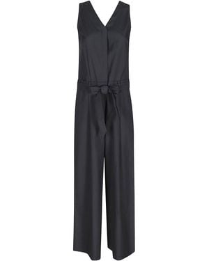 Max Mara V-Neck Belted Jumpsuit - Blue