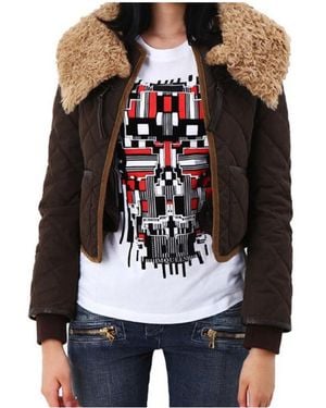 DSquared² Real Fur Quilted Layered Jacket - Black
