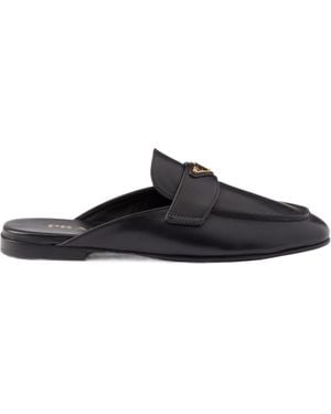 Prada Square-Toe Slip-On Mules - Black