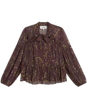 Ba&sh Pussy Bow-Collar Tiered Blouse - Brown