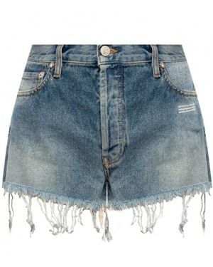 Off-White c/o Virgil Abloh Raw Hem Denim Shorts - Blue