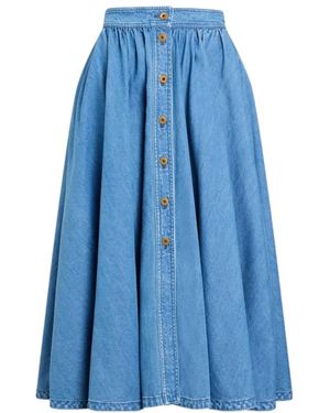 Patou Buttoned Maxi A-Line Skirt - Blue
