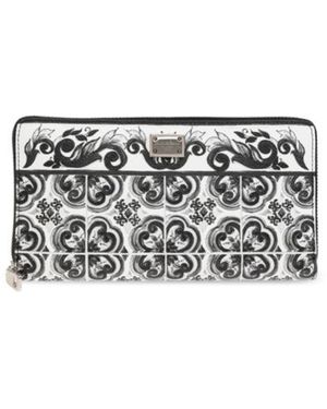 Dolce & Gabbana Logo-Plaque Zipped Wallet - White