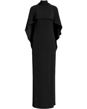 Alberta Ferretti Long Dress With Cape Detail And Back Bow - Black