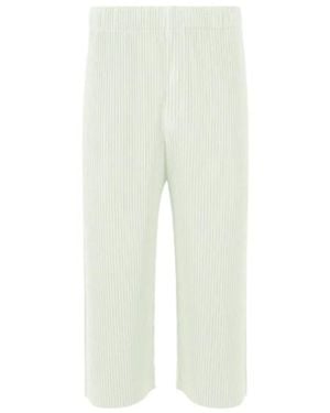 Homme Plissé Issey Miyake Pleated Cropped Trousers - White