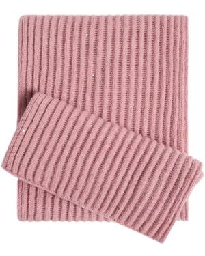 Brunello Cucinelli Sparkling Dazzling Cashmere And Wool Rib Knit Scarf - Red