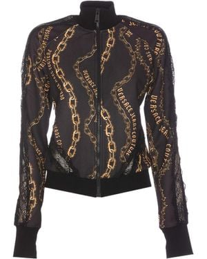 Versace Jeans Couture Couture Logo-Chain Printed High Neck Jacket - Black