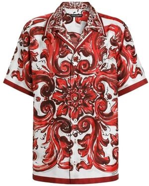 Dolce & Gabbana Silk Bowling Shirt - Red