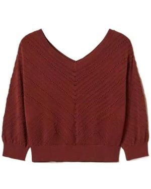 Twinset Pointelle-Knit Top - Red