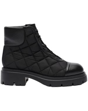 Stuart Weitzman Hudson Quilted Leather Hiker Booties - Black
