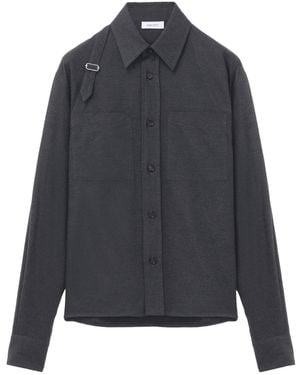 McQueen Harness-Detail Patch-Pocket Overshirt - Grey
