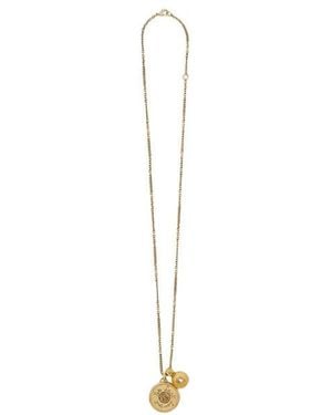 Saint Laurent Le Cassandre Metal Necklace With Logo Plaque - Metallic