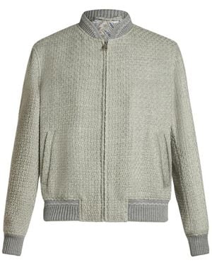 Etro Chunky Knitted Bomber Jacket - Gray