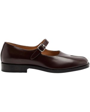 Maison Margiela Tabi Leather Mary Jane Flats - Brown