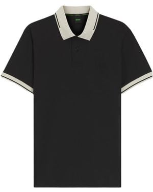 BOSS Tipped-Trim Polo Shirt - Black