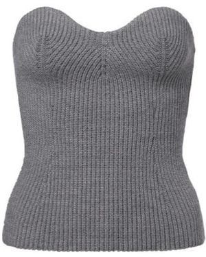 Jil Sander Wool-Blend Bustier Top - Gray