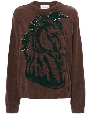 Henrik Vibskov Horse Head-Jacquard Jumper - Brown