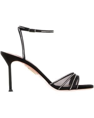 Aquazzura Embellished Mesh Sandals - White