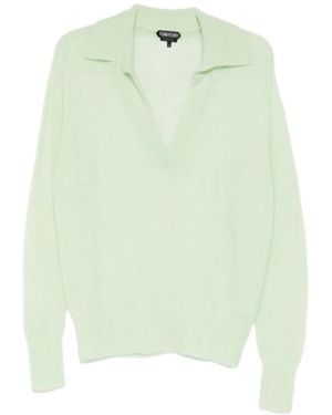 Tom Ford V-Neck Collared Jumper - Green