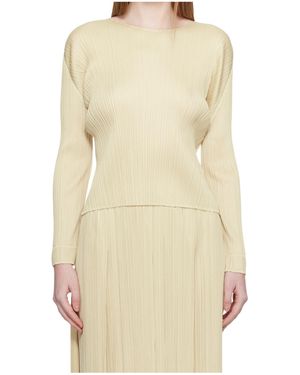 Pleats Please Issey Miyake Monthly Colours December Long-Sleeve Pleated T-Shirt - Natural